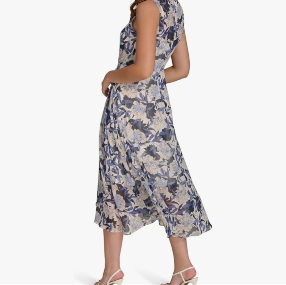 NWT Tommy Hilfiger Women's Sleeveless Pretty Woman Dot Chiffon Maxi